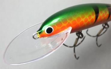 Karikko Wobbler, Länge: 15 cm, Farbe: Orange Perch 113, schwimmend, von Suomen Uistin The Finnish Lure Company (Jarmo Rapala)